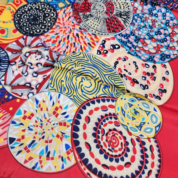 Womens 35x34.5" Colorful Abstract Silk Feel Polyester Square Scarf - Picture 2 of 8